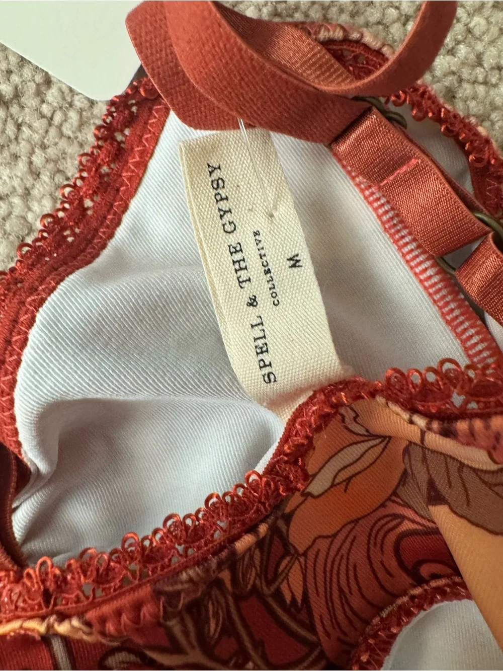 Spell Rust & Peach Bralette and Bikini Bottom Set